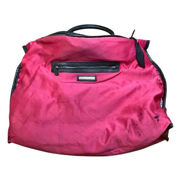 Charles Jourdan Black Leather Laser Cut Satchel Tote Handbag Purse - Picture 8 of 14